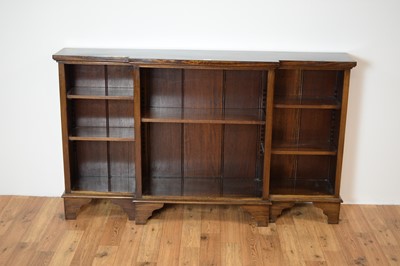 Lot 30 - A 20th Century Georgian style mahogany breakfront open-faced bookcases