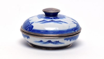Lot 740A - Chinese silver mounted shallow bowl and cover.