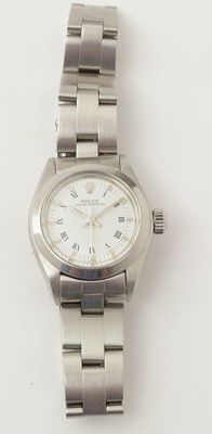 Lot 579 - Rolex Oyster Perpetual: a steel-cased ladies automatic wristwatch
