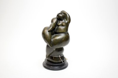 Lot 406 - A French modernist abstract bronze sculpture of a nude female