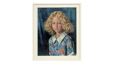 Lot 1072 - Alfred Neville Lewis - Portrait of a young girl with curled hair | oil