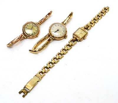 Lot 123 - Three gold cased cocktail watches