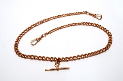 Lot 140 - A 9ct rose gold Albert watch chain and T-bar.