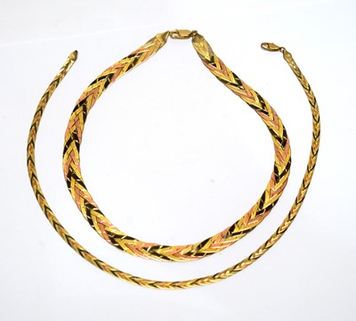 Lot 144 - Two 9ct yellow, rose and white gold necklaces