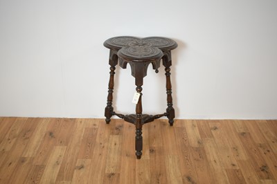 Lot 55 - A late 19th century Victorian Arts and Crafts/Gothic trefoil oak occasional table