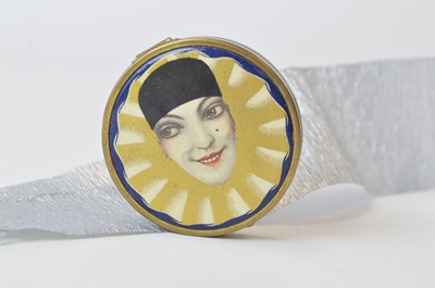 Lot 34 - A 1920s rare Tokalon loose powder compact depicting pantomime character Pierrot