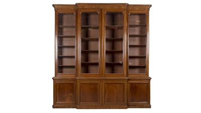 Lot 1423 - A large late 19th Century mahogany breakfront library bookcase