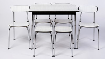 Lot 58 - An original retro vintage 1970's Belgian Tavo dining table; four dining chairs and two stools