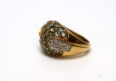 Lot 207 - A synthetic colour change sapphire and diamond ring
