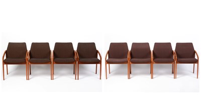 Lot 12 - Eight retro vintage Kai Kristiansen for Korup Stolefabrik model 121 Paper Knife dining chairs