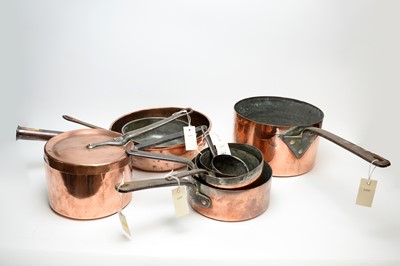 Lot 263 - A selection of Victorian and later copper pans.