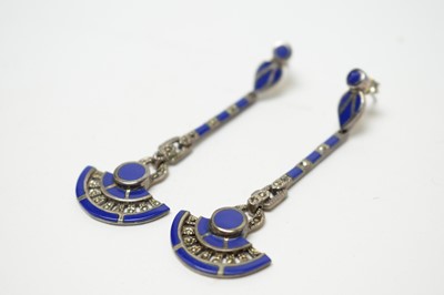 Lot 2 - A pair of Art Deco "Egyptomania" pendant earrings
