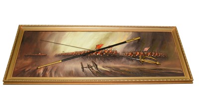Lot 221 - An early 20th German court sword, and an oil painting, by John Bamfield