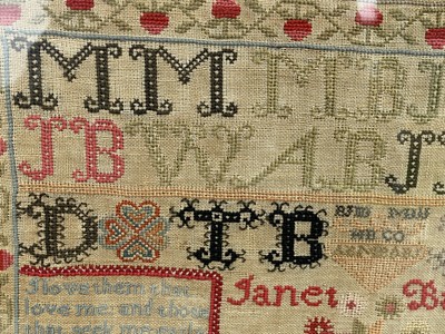 Lot 250 - A 19th Century needlework sampler by Janet Baird
