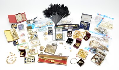 Lot 140 - A box of costume jewellery; and gold jewellery