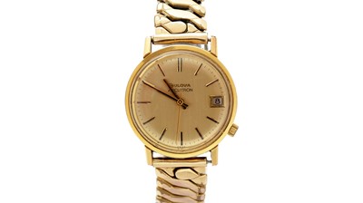 Lot 612 - Bulova Accutron: a gilt metal casted electric wristwatch