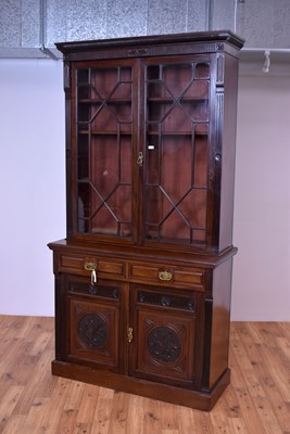 Lot 39 - An early 20th Century mahogany carved and glazed bookcase