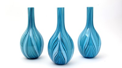 Lot 145 - Three contemporary blue glass vases