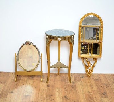 Lot 14 - A Baroque style gold painted tiered mirror and other items