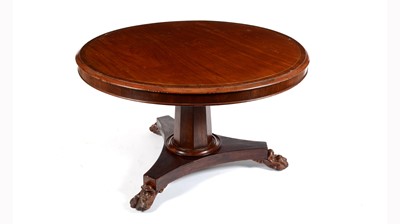 Lot 1327 - A Victorian mahogany and brass inlaid tilt-action dining table