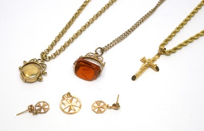 Lot 187 - A selection of gold chains and jewellery