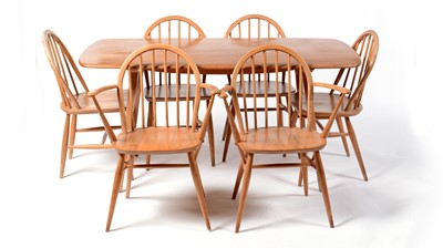 Lot 65 - Lucien Ercolani, Ercol, Windsor Pattern:  a retro vintage Windsor dining table and six chairs