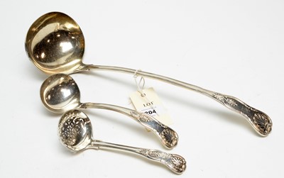 Lot 204 - Three silver ladles, various.