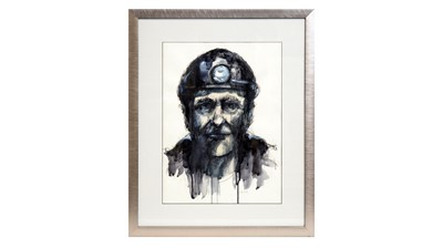Lot 272 - Tom Dack - Portrait of a Miner | mixed media