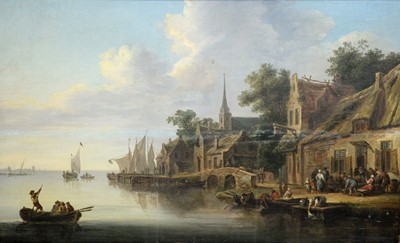 Lot 1043 - Manner of Jan van Goyen - Figures Gathered by a Port | oil