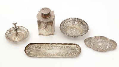 Lot 318 - A George V Scottish silver tea caddy; and other silverware