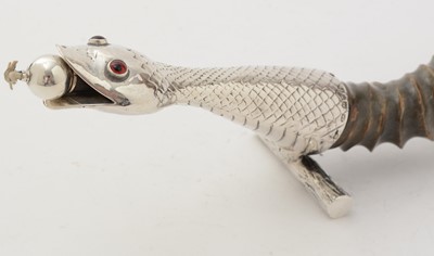 Lot 346 - A late Victorian novelty silver mounted buckhorn cigar lighter