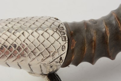 Lot 346 - A late Victorian novelty silver mounted buckhorn cigar lighter