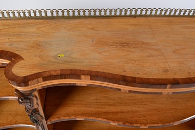 Lot 1343 - Victorian satinwood and coromandel banded serpentine fronted bookcase