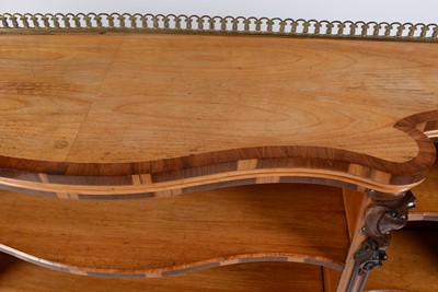Lot 1343 - Victorian satinwood and coromandel banded serpentine fronted bookcase