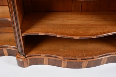 Lot 1343 - Victorian satinwood and coromandel banded serpentine fronted bookcase