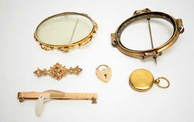 Lot 117 - A selection of gilt metal jewellery, and a 9ct gold locket clasp