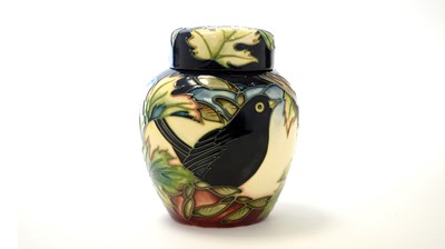Lot 159 - Moorcroft bird pattern ginger jar and cover