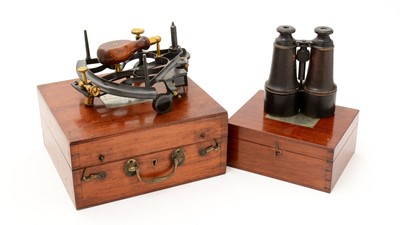 Lot 186 - A 19th Century Victorian Sextant and Binoculars, presented to Captain D Ball in 1893