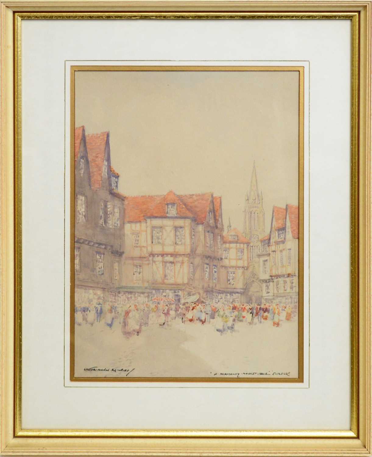 Lot 714 - Victor Noble Rainbird - A Normandy Market Place, Evreux | watercolour