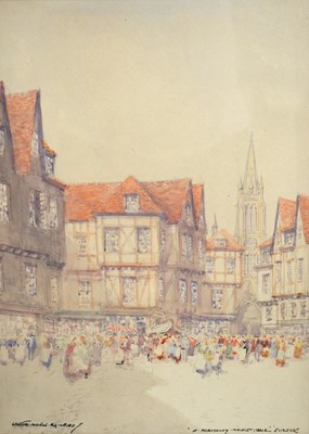 Lot 714 - Victor Noble Rainbird - A Normandy Market Place, Evreux | watercolour