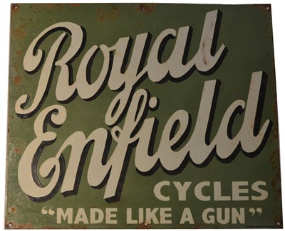 Lot 127 - ﻿An enamel advertising sign, ﻿Royal Enfield Cycles