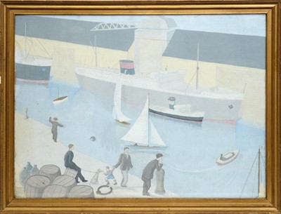 Lot 741 - 20th Century British School - The Dockyards | gouache