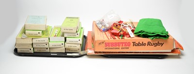 Lot 438 - A collection of Subbuteo table soccer player sets; a table rugby set; and an angling game