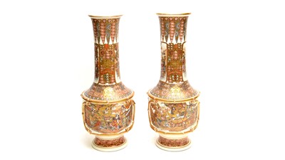 Lot 800 - Pair Japanese Satsuma Ware Vases