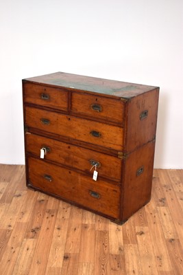 Lot 70 - A 19th Century mahogany campaign chest of drawers