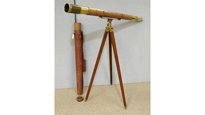 Lot 166 - A large 19th Century Victorian two draw brass and Leather telescope by Whyte & Thomson