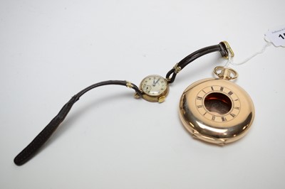Lot 154 - A 9ct yellow gold half Hunter pocket watch case