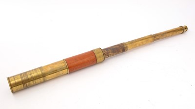 Lot 193 - A 19th Century Victorian brass and mahogany three draw telescope