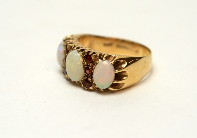 Lot 142 - An opal and garnet ring