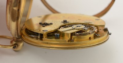 Lot 621 - An 18ct yellow gold-cased open-faced pocket watch